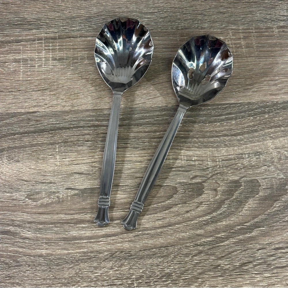 ROYALE Large / Casserole Serving Spoon & Slotted Spoon Retroneu 18/8 Korea - Picture 1 of 4